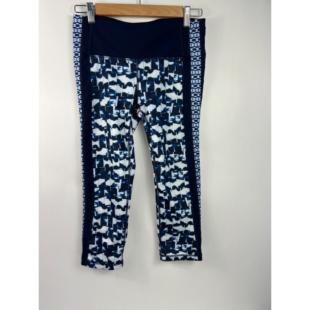 Gap Fit Sculpt Yoga Pants Navy with Abstract Geometric Print Womens Sz Small